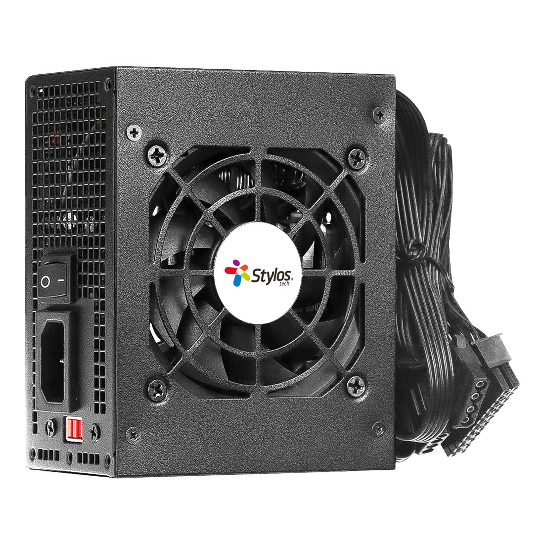 Fuente de Poder Stylos SFX 500W Negro No modular 1x20+4pin +1xP8(4+4)pin +2xPCI-E(6+2) pin + 2x SATA/Molex Negro