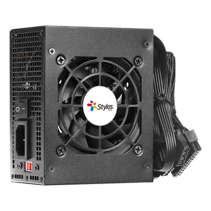Fuente de Poder Stylos SFX 500W Negro No modular 1x20+4pin +1xP8(4+4)pin +2xPCI-E(6+2) pin + 2x SATA/Molex Negro