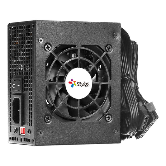 Fuente de Poder Stylos SFX 500W Negro No modular 1x20+4pin +1xP8(4+4)pin +2xPCI-E(6+2) pin + 2x SATA/Molex Negro