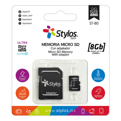 Memoria MicroSD 8GB Con Adaptador