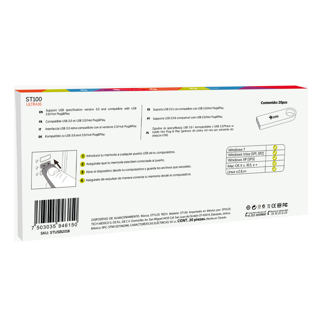 Kit 20 Piezas Memoria USB 16GB