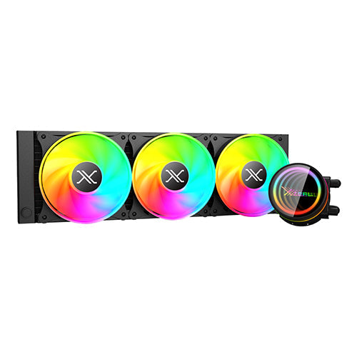 Enfriamiento Liquido 360mm Redondo XZ-411 para CPU 3Fanx120mm ARGB 3 pines + PWM 4 pines + Seguro para INTEL/AMD Negro