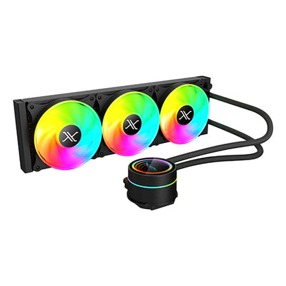 Enfriamiento Liquido 360mm Redondo XZ-411 para CPU 3Fanx120mm ARGB 3 pines + PWM 4 pines + Seguro para INTEL/AMD Negro