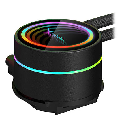 Enfriamiento Liquido 360mm Redondo XZ-411 para CPU 3Fanx120mm ARGB 3 pines + PWM 4 pines + Seguro para INTEL/AMD Negro